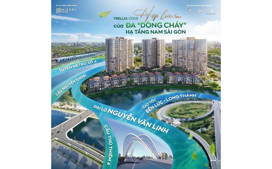 Căn Hộ Ven Sông Trellia Cove, Mizuki Park (26ha) Nguyễn Văn Linh, Bình Chánh, 2PN | 75m² | 5,2 tỷ