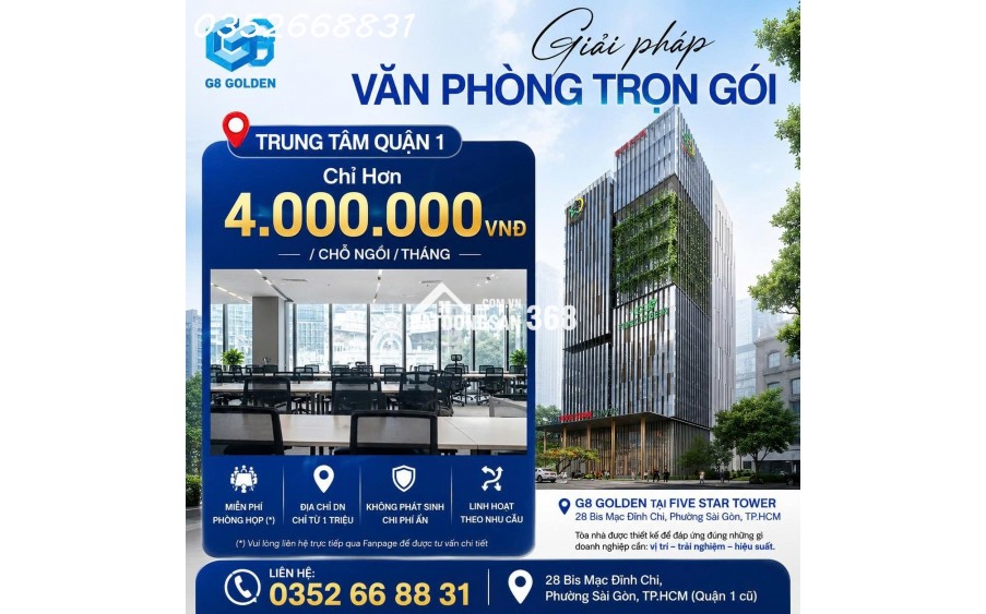 CHỈ TỪ 4 TRIỆU/THÁNG – SỞ HỮU VĂN PHÒNG HẠNG A, VIEW TRIỆU ĐÔ NGAY TRUNG TÂM QUẬN 1