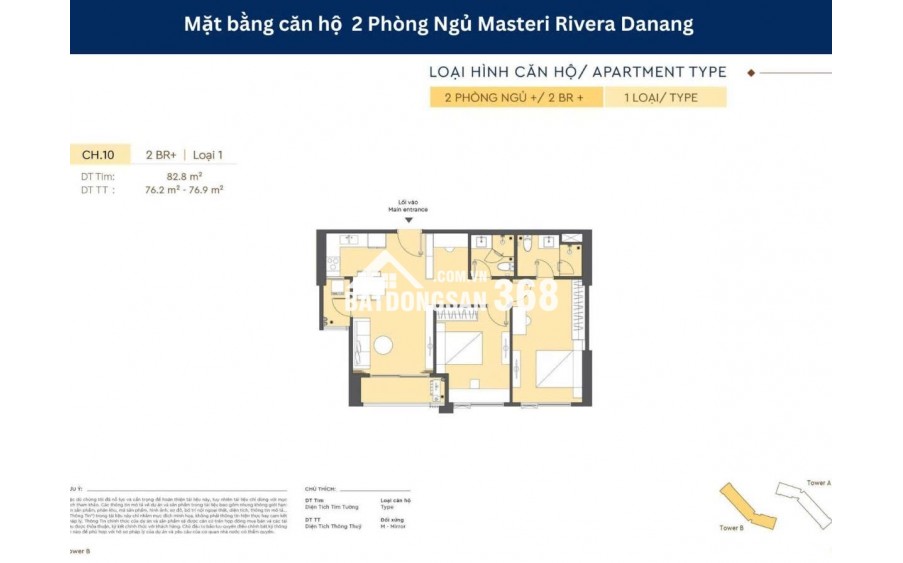 Masteri Rivera - Căn 2PN giá cực tốt, chuẩn bị bàn giao, tầng cao, khai thác tốt view sông Cẩm Lệ