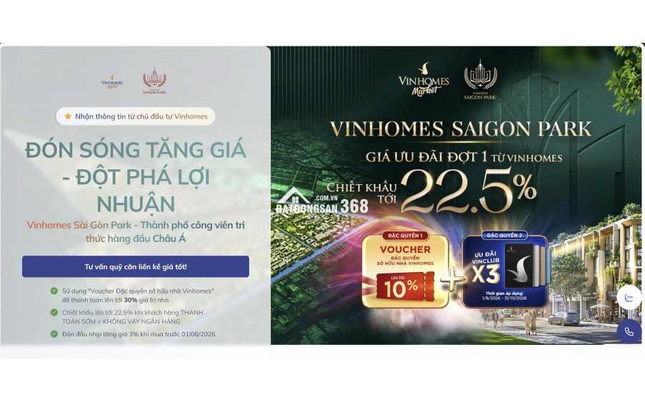 Mở Bán Đợt 1 Vinhomes Sài Gòn Park - Chiết Khấu Tới 22.5% - Quỹ Căn Liền Kề Giá Tốt CĐT