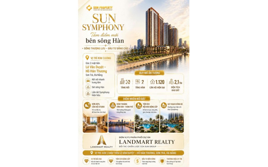 CHỈ TỪ 2 TỶ - SUN SYMPHONY 5 – SỞ HỮU CĂN HỘ VEN SÔNG HÀN, ĐÓN TRỌN NHỊP SỐNG ĐẲNG CẤP ĐÀ NẴNG