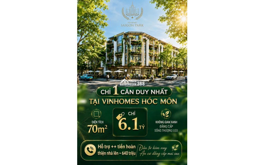 Nhà mặt tiền 4 tầng 70m2 Vinhomes Hóc Môn:chỉ 6,1 tỷ.(hỗ trợ thêm hoàn thiện nhà tới 640tr)