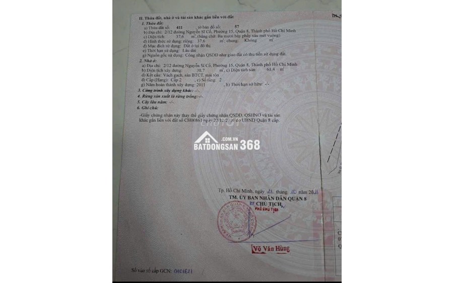 Bán nhà hẻm 1 trệt 1 lầu 2/12 Nguyễn Sĩ Cố P15 Q8