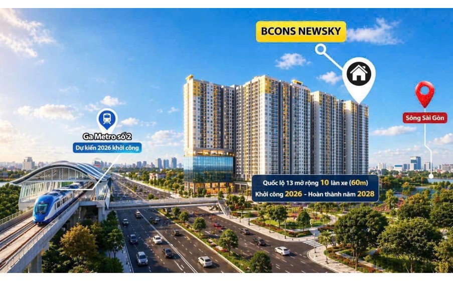 Bcons NewSky chỉ từ 2,1 tỷ – Cam kết thuê lại đến 15 triệu/tháng, thanh toán 5%