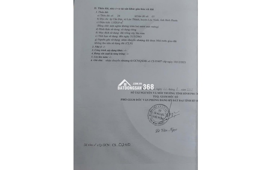Bán đất Đường Tỉnh 754, xã Lộc Thành Huyện Lộc Ninh tỉnh Bình Phước
