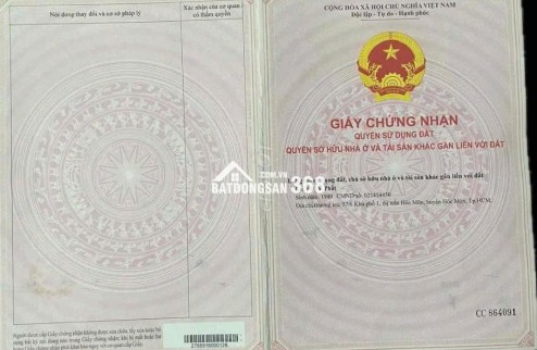 Bán đất thổ cư 147.1m2 hẻm xe hơi ngay thị trấn Hóc Môn