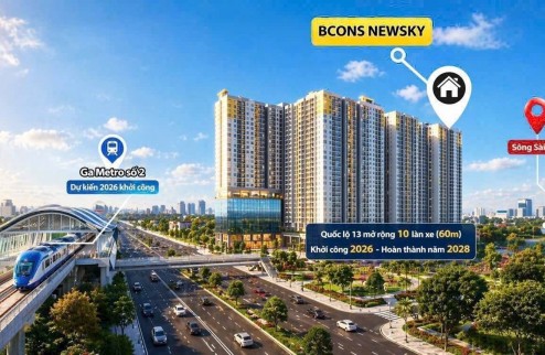 Chỉ từ 2,1 tỷ sở hữu căn hộ Bcons NewSky - Cam kết thuê lại đến 15 triệu/tháng