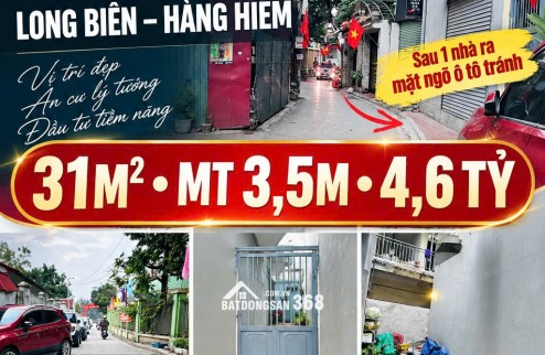 HÀNG HIẾM BÁN ĐẤT NGUYỄN VĂN LINH, LONG BIÊN  SAU 1 NHÀ RA Ô TÔ TRÁNH  KHU VỰC ĐANG PHÁT TRIỂN 31M²  MT 3,5M  4,6 TỶ.