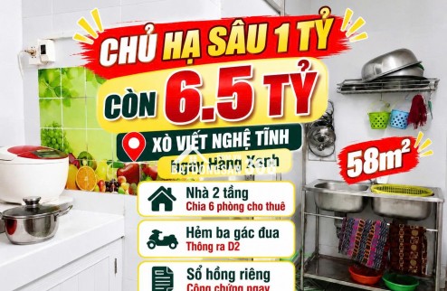 Bán  nhà XVNT ,Bình Thạnh, ngay hàng xanh.Chủ hạ 1 tỷ còn 6.5 tỷ- 58m2