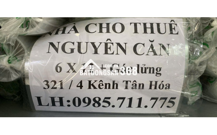 Cho thuê nhà mặt nguyên căn có gác, có thể kinh doanh và ở lại.