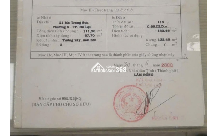 Bán đất trung tâm Đà Lạt, đường Ma Trang Sơn, P.5, lô góc 2 mặt tiền