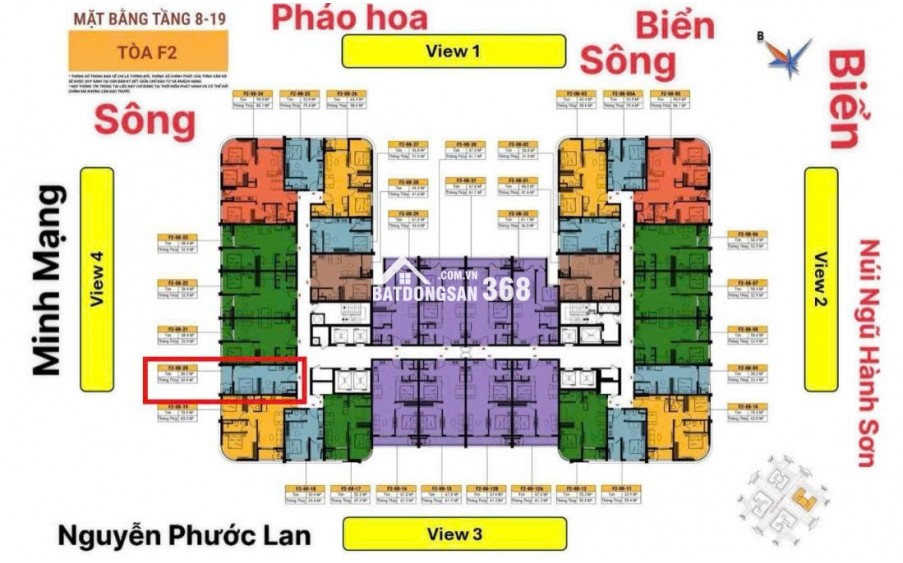 Studio F2 tầng 12A trục 20 | view đường phố Minh Mạng + sông | chỉ 1,65 tỷ