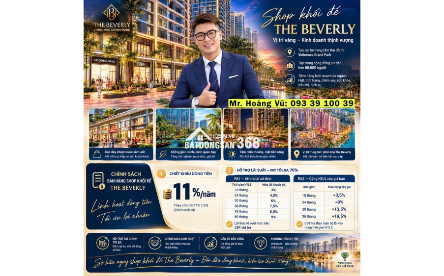 Một mặt bằng hai chiến lược Shophouse Beverly Vinhome Quận 9 lời ngay 5%: từ 129 triệu/m2