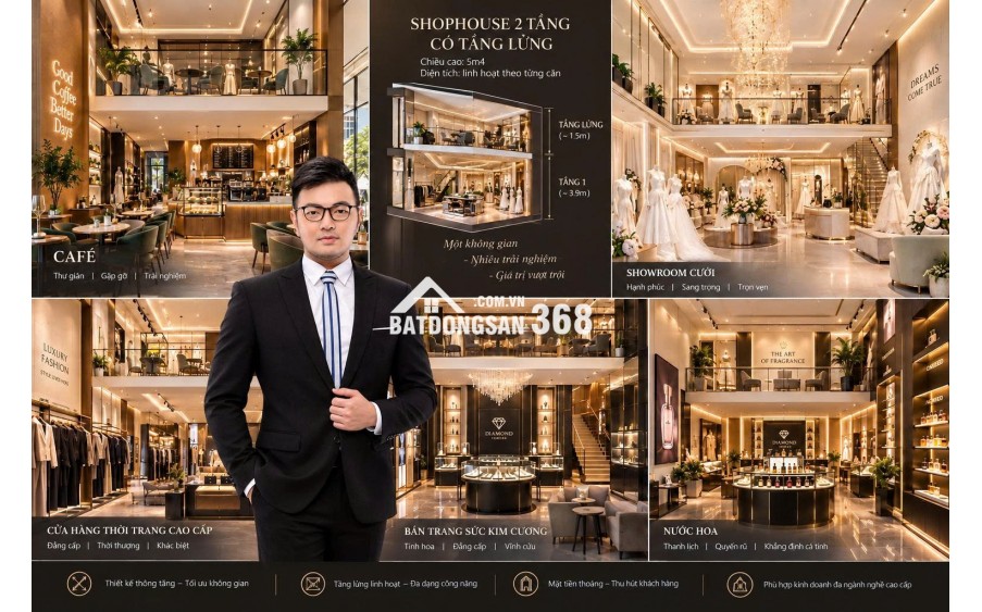 Vinhomes Quận 9- Shophouse Beverly 5,4m- tầng lửng linh hoạt, nhiều mô hình kinh doanh: từ 129 triệu/m2