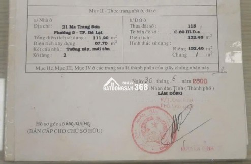 Bán đất trung tâm Đà Lạt, đường Ma Trang Sơn, P.5, lô góc 2 mặt tiền
